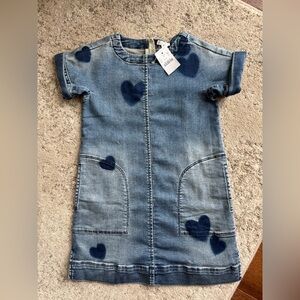 J Crew Blue Denim Heart Kids Dress. NWT. Size 6